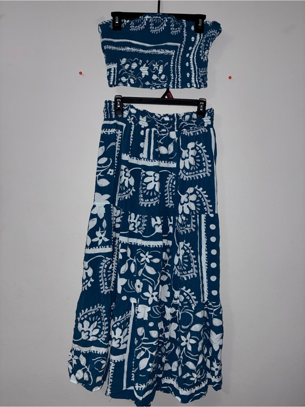 Blue Floral Print Maxi Skirt - Women's Summer Skirt